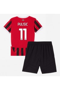 AC Milan Christian Pulisic #11 Babyklær Hjemme Fotballdrakt til barn 2024-25 Korte ermer (+ Korte bukser)